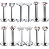 12 ΤΕΜ/Σετ Σετ καρφιά για τρύπημα Ab Labret Κρυστάλλινα καρφιά για χείλη Labret Μαζική συσκευασία ζιργκόν Tragus Piercing Σκουλαρίκι χόνδρου πολλά κοσμήματα