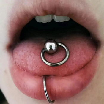 1PC Пиърсинг за пръстен на езика за жени Мъже Пънк 316L кръгла кръгла топка от неръждаема стомана Секси пиърсинг на пръстена на езика Подарък за тяло Бижута