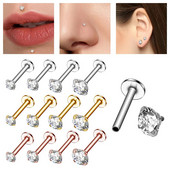 1 τμχ Zircon Labret Piercing για γυναίκες Σκουλαρίκια για τα χείλη για τα νύχια της μύτης Tragus Helix Σκουλαρίκι τρυπήματος στο αυτί Stud από ανοξείδωτο ατσάλι για σώμα