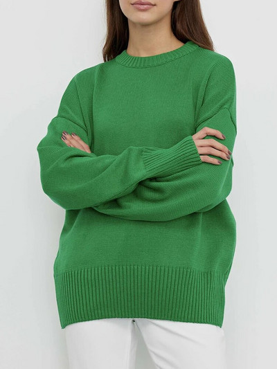 Sieviešu trikotāžas džemperi Pamata silti, vintage zaļi džemperi ar džemperi, trikotāžas lielizmēra biezi brīvi ziemas džemperi sievietēm 2023