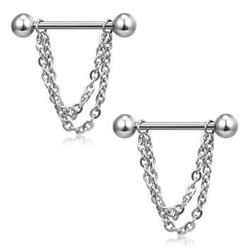 Sexy Chain Piercing θηλών για γυναίκες 14G από ανοξείδωτο ατσάλι Δαχτυλίδι θηλής Nails Barbell 2023 Trend Body Piercing Κοσμήματα Διακόσμηση στήθους