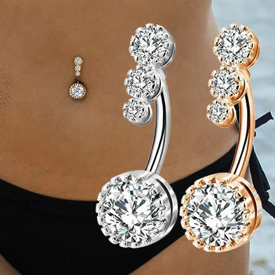 1PC Seksi prstenje za pupak za žene Piercing za pupak od nehrđajućeg čelika i cirkona Nakit za tijelo Dodaci za bikini za plažu Piercing za trbuh