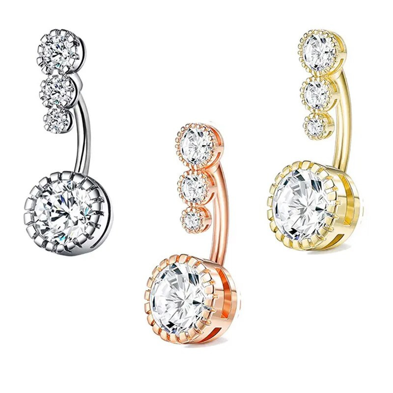 1 gab. Seksīgi nabas gredzeni sievietēm nerūsējošā tērauda cirkona nabas pīrsings ķermeņa rotaslietas pludmales bikini aksesuāri vēdera pīrsings