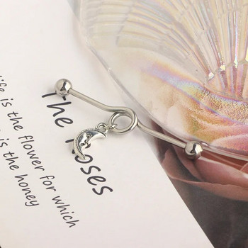1 τμχ βιομηχανικό δαχτυλίδι για γυναίκες Cross Moon μενταγιόν Βιομηχανικά σκουλαρίκια Piercing Barbell Surgical Steel Ear Piercing Jewelry