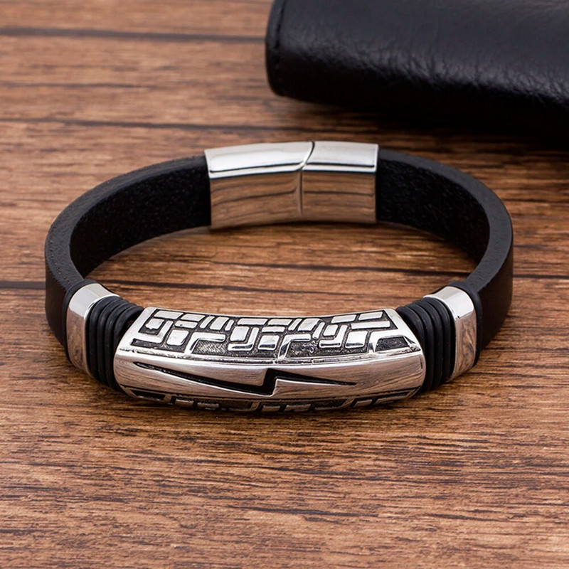 TYO moevõlu punk rock välkmagnet roostevabast terasest välk meeste käevõru nahast ehted hulgimüük tarvikud käevõrud