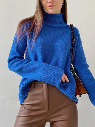 Balts sieviešu džemperis ar bruņurupuču apkakli Basic mīksts sarkans ar garām piedurknēm trikotāžas džemperis Classic Solid vintage ziemas džemperi sievietēm