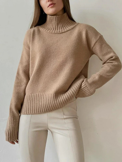 Balts sieviešu džemperis ar bruņurupuču apkakli Basic mīksts sarkans ar garām piedurknēm trikotāžas džemperis Classic Solid vintage ziemas džemperi sievietēm