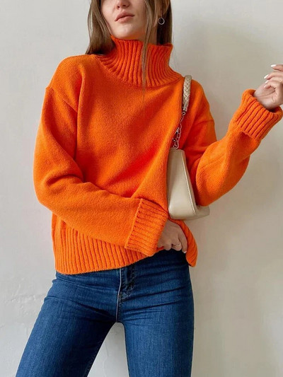 Balts sieviešu džemperis ar bruņurupuču apkakli Basic mīksts sarkans ar garām piedurknēm trikotāžas džemperis Classic Solid vintage ziemas džemperi sievietēm