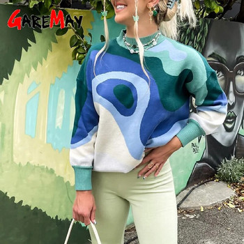 Ζεστό μαλακό γυναικείο πλεκτό πουλόβερ με λαιμόκοψη vintage πράσινο φαρδύ πουλόβερ μεγάλου μεγέθους Γυναικεία φθινοπωρινά χειμωνιάτικα πουλόβερ για γυναίκες 2023