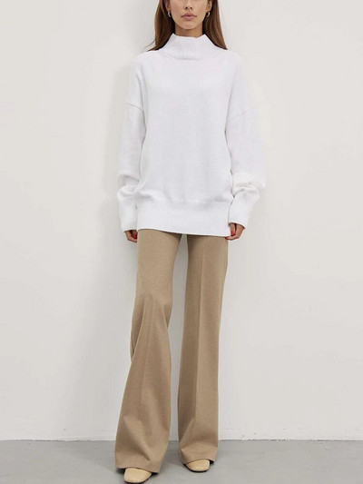 2023. gada rudens pamata sieviešu džemperis ar bruņurupuču apkakli, balts, liela izmēra džemperis ar garām piedurknēm retro stila klasisks džemperis sievietēm, džemperis