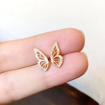 Piercing αυτιών πεταλούδας για γυναίκες Σκουλαρίκια με καρφιά για τρύπημα λοβού έλικα Σκουλαρίκια με φτερό πεταλούδας Ζιργκόν Ρομαντικό κόσμημα κορεατικού στυλ