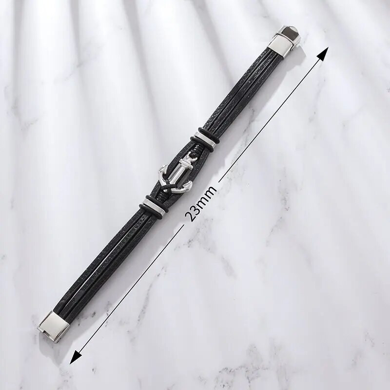 Νέο πανκ άγκυρα βραχιόλι ανδρικό δερμάτινο βραχιόλι πόρπη casual κοσμήματα Μαύρο δώρο μόδας