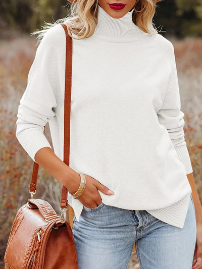 Μπεζ γυναικείο πουλόβερ γυναικείο ζιβάγκο Χειμώνας 2023 Μακρυμάνικο πουλόβερ casual τοπ Λευκό πουλόβερ πλεκτό πουλόβερ Νέο