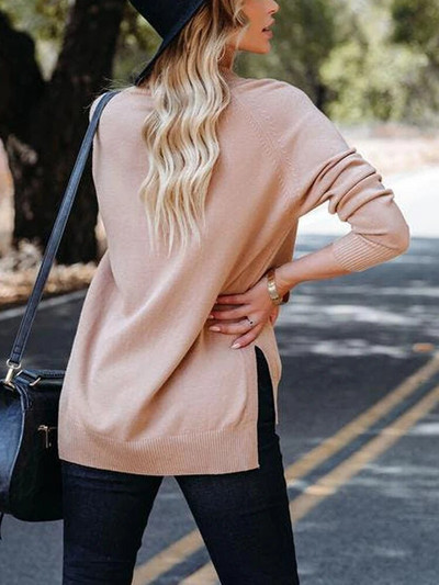 Μπεζ γυναικείο πουλόβερ γυναικείο ζιβάγκο Χειμώνας 2023 Μακρυμάνικο πουλόβερ casual τοπ Λευκό πουλόβερ πλεκτό πουλόβερ Νέο