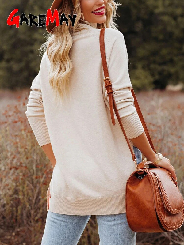 Μπεζ γυναικείο πουλόβερ γυναικείο ζιβάγκο Χειμώνας 2023 Μακρυμάνικο πουλόβερ casual τοπ Λευκό πουλόβερ πλεκτό πουλόβερ Νέο