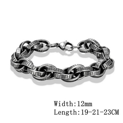 MKENDN gotikas stils vīriešiem nerūsējošais tērauds radošs retro oksidēts melns zobains motociklistu ķēdes rokassprādzes pankroka vīriešu rotaslietas