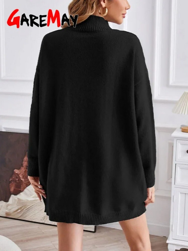 2023 Μακρυμάνικο υπερμεγέθη πουλόβερ Γυναικείο περιστασιακό μακρύ πουλόβερ με ζιβάγκο με σκίσιμο Φθινοπωρινό Χειμώνα Ζεστό χαλαρό πλεκτό πουλόβερ