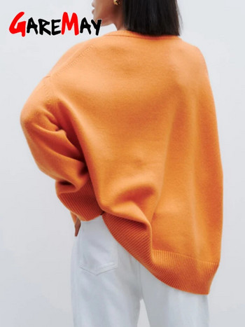 Масивен дамски пуловер с голям размер с V-образно деколте Мек основен есенен ретро класически пуловер с дълъг ръкав Дамски свободни пуловери за жени