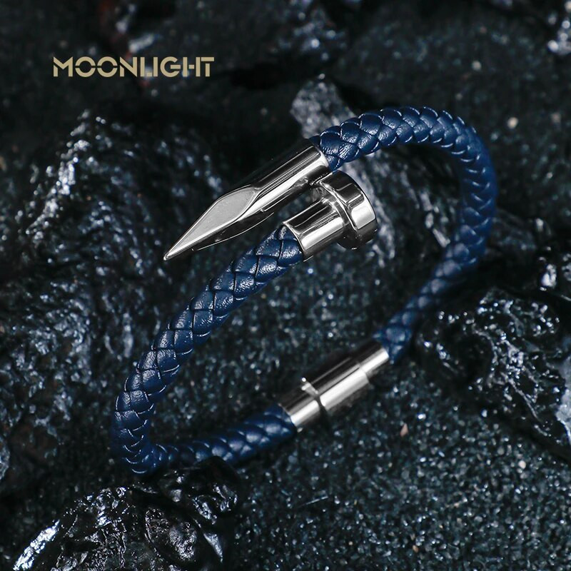 Augstas kvalitātes klasiska ģeometriska nagu dizaina rokassprādze vīriešiem Panka rotaslietas Pītas ādas rokassprādzes Vīriešu aksesuāri ballītes dāvanas