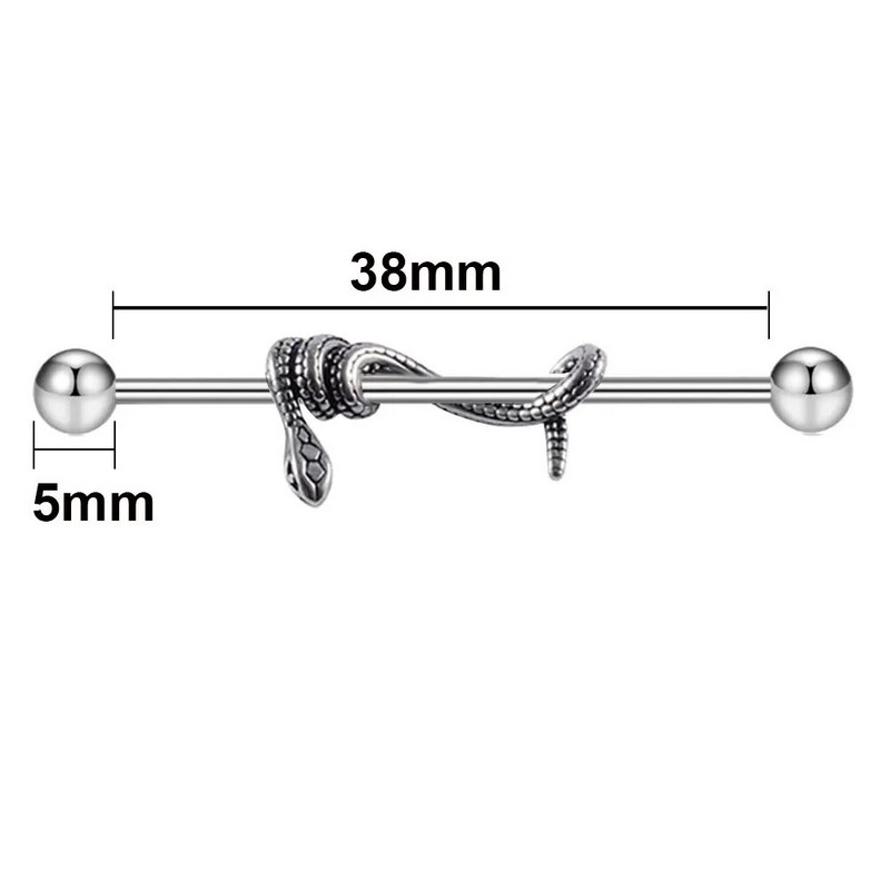 Punk Snake Ipari súlyzórúd Piercing Fülbevaló Fülporc Ipari Piercing Halloween Party Fül Kiegészítők Ékszerek