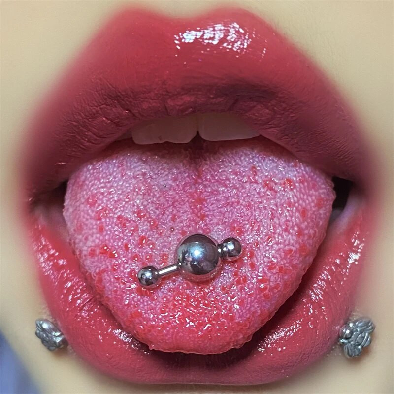1PC Punk Limbă Inel Barbell Ball Piercing pentru Femei Bărbați Punk din oțel inoxidabil de culoare argintie Tongue Stud Piercing Bijuterii pentru corp