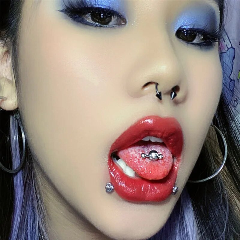 1PC Punk Limbă Inel Barbell Ball Piercing pentru Femei Bărbați Punk din oțel inoxidabil de culoare argintie Tongue Stud Piercing Bijuterii pentru corp