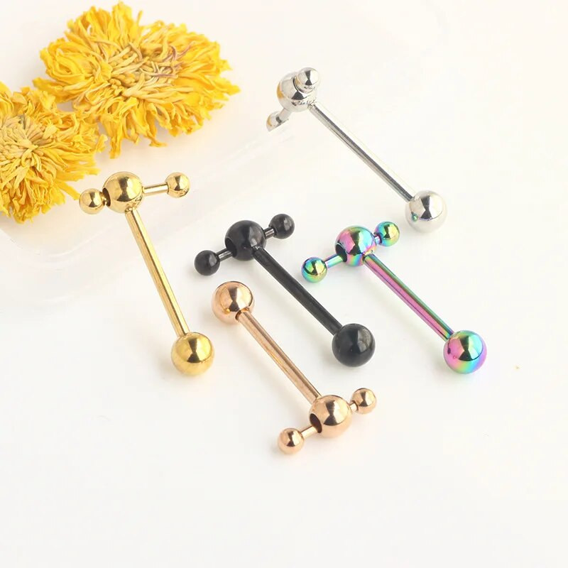 1PC Punk Limbă Inel Barbell Ball Piercing pentru Femei Bărbați Punk din oțel inoxidabil de culoare argintie Tongue Stud Piercing Bijuterii pentru corp