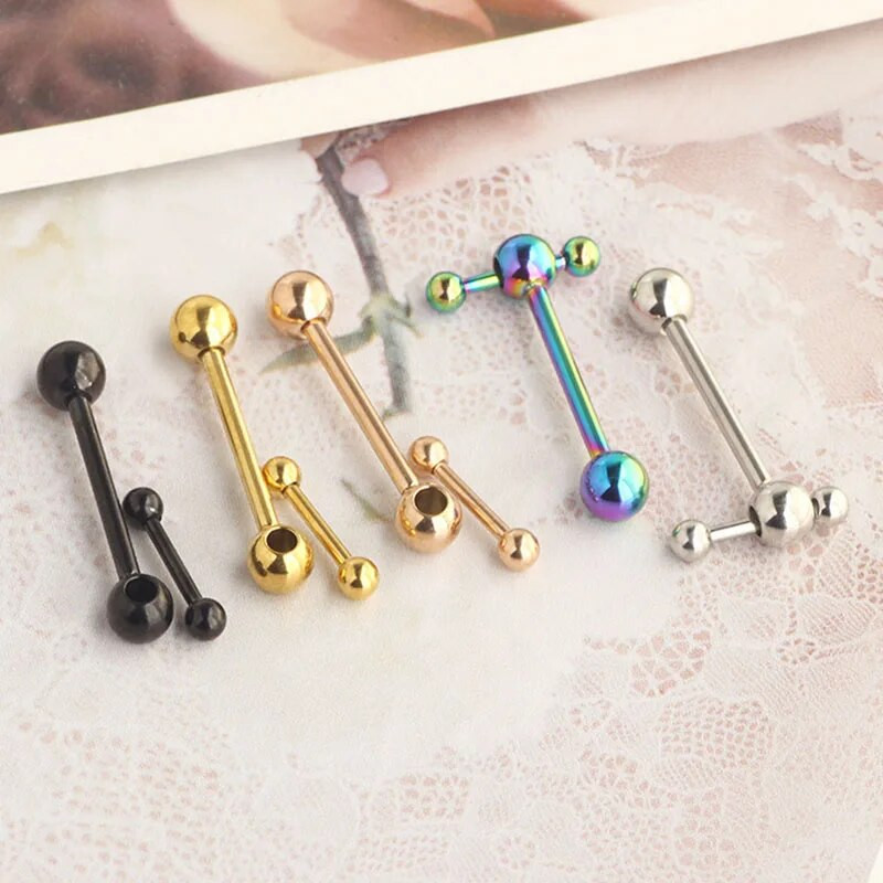 1PC Punk Limbă Inel Barbell Ball Piercing pentru Femei Bărbați Punk din oțel inoxidabil de culoare argintie Tongue Stud Piercing Bijuterii pentru corp