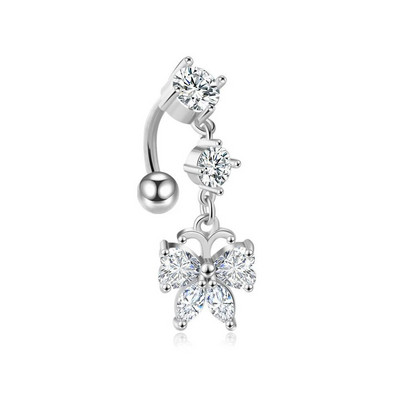 1 ΤΕΜ Δαχτυλίδι με κοιλιά για γυναίκες Κρεμαστό μενταγιόν πεταλούδας από ανοξείδωτο χάλυβα τρύπημα αφαλού Σέξι διάτρηση σώματος Κοσμήματα μπικίνι κοιλιάς παραλίας