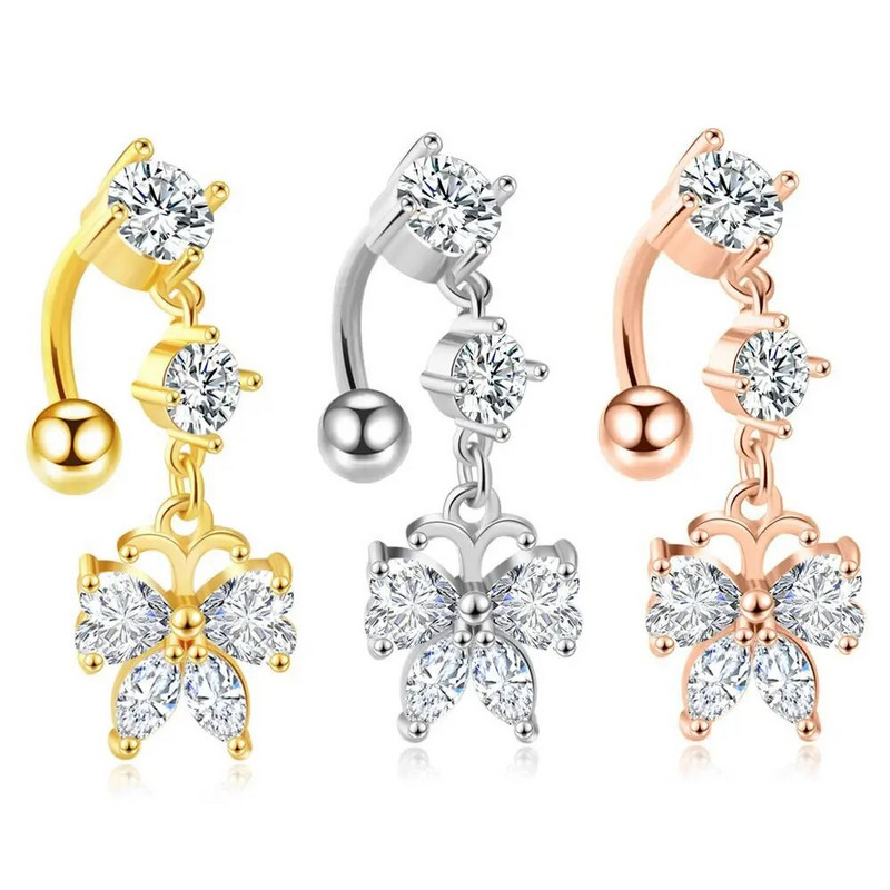 1 ΤΕΜ Δαχτυλίδι με κοιλιά για γυναίκες Κρεμαστό μενταγιόν πεταλούδας από ανοξείδωτο χάλυβα τρύπημα αφαλού Σέξι διάτρηση σώματος Κοσμήματα μπικίνι κοιλιάς παραλίας