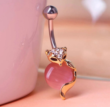 Fox Belly Piercing Button Rings for Women Sexy girl 316L από ανοξείδωτο ατσάλι Opal Body Fox Piercing Κοσμήματα Αξεσουάρ μπικίνι