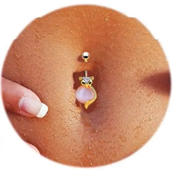 Fox Belly Piercing Button Rings for Women Sexy girl 316L από ανοξείδωτο ατσάλι Opal Body Fox Piercing Κοσμήματα Αξεσουάρ μπικίνι