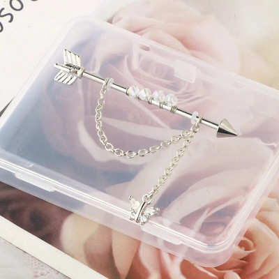 1 gab tauriņu kulonu rūpnieciskais pīrsings sievietēm ķēdes stieņa auskari estētisks rūpnieciskais gredzens ķermeņa pīrsings rotaslietas dāvana