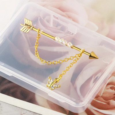 1 gab tauriņu kulonu rūpnieciskais pīrsings sievietēm ķēdes stieņa auskari estētisks rūpnieciskais gredzens ķermeņa pīrsings rotaslietas dāvana