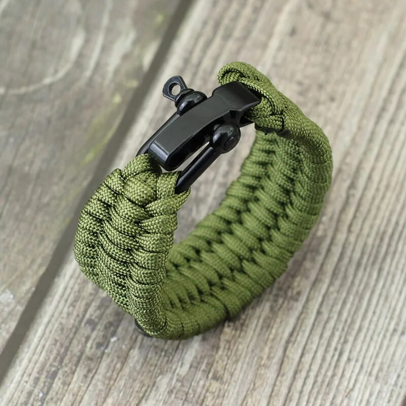 Jauna Paracord rokassprādze vīriešiem ar rokām darināta auduma regulējama U formas alpīnisma kempinga rokassprādzes aksesuāri Pulsera Hombre