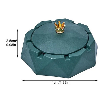 Nerūsējošā tērauda pelnu trauks, apaļš, vēja necaurlaidīgs pelnu trauks ar rotējošu vāku mājas dārza āra smēķēšanas piederumam