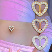 Σέξι ανοξείδωτο ατσάλι Ζιργκόν Καρδιά Δαχτυλίδι με κοιλιά Ομφαλός Μπάρα Piercing Κοιλιακό Δαχτυλίδι Piercing Nombril για γυναίκες Κοσμήματα μπικίνι