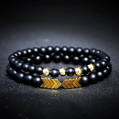 Punk υψηλής ποιότητας ανδρικά βραχιόλια σετ Skull Micro-inlaid Zircon CZ Ball Beaded Bracelets Natural Matte Obsidian Fashion Jewelry