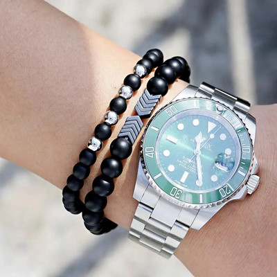 Punk υψηλής ποιότητας ανδρικά βραχιόλια σετ Skull Micro-inlaid Zircon CZ Ball Beaded Bracelets Natural Matte Obsidian Fashion Jewelry