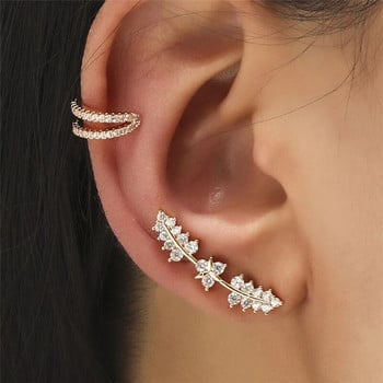 WUKALO Cartilage Conch Fake Without Piercing Cuff Σκουλαρίκι Earcuff Wrap Rock Earring Cuff No Piercing Γυναικεία σκουλαρίκια Crystal Clip