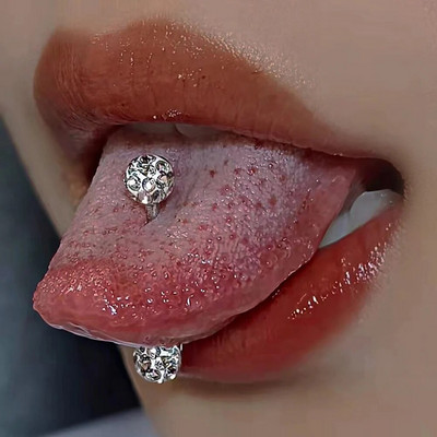 1PC Секси пиърсинг на езика за жени Crystal Ball Tongue Stud Hippie Punk Piercing Breast Nail Body Jewelry Аксесоари за нощен клуб