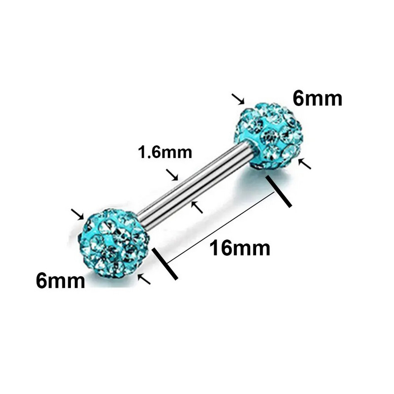 1 gab. Seksīgs mēles pīrsings sievietēm Kristāla bumbiņas mēles pīrsings Hipiju panku pīrsings krūšu nagiem, ķermeņa rotaslietas naktsklubu aksesuāri