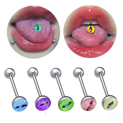 1 db nyelvgyűrűs piercing nőknek Szemmintás Nyelvkarikás mellbimbógyűrű Rozsdamentes acél Tongue Stud testpiercing ékszer