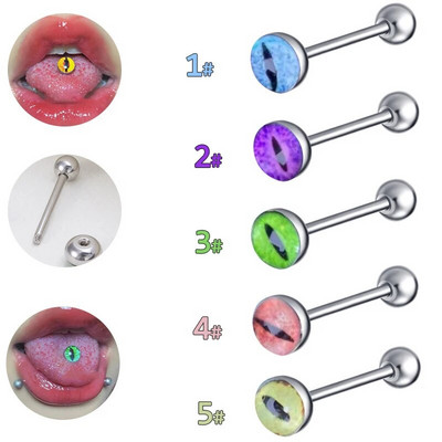 1 db nyelvgyűrűs piercing nőknek Szemmintás Nyelvkarikás mellbimbógyűrű Rozsdamentes acél Tongue Stud testpiercing ékszer