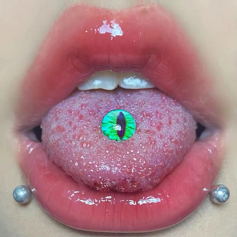 1 db nyelvgyűrűs piercing nőknek Szemmintás Nyelvkarikás mellbimbógyűrű Rozsdamentes acél Tongue Stud testpiercing ékszer