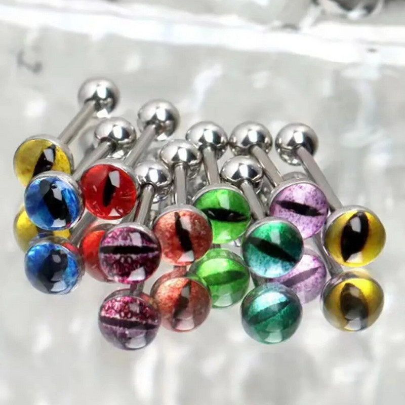 1 db nyelvgyűrűs piercing nőknek Szemmintás Nyelvkarikás mellbimbógyűrű Rozsdamentes acél Tongue Stud testpiercing ékszer