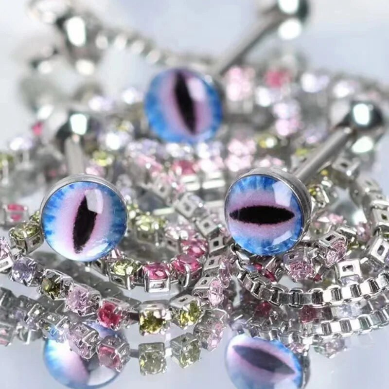 1 db nyelvgyűrűs piercing nőknek Szemmintás Nyelvkarikás mellbimbógyűrű Rozsdamentes acél Tongue Stud testpiercing ékszer