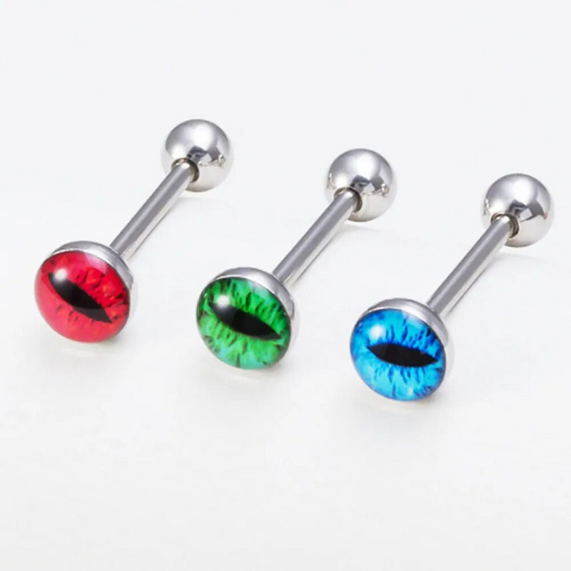 1 db nyelvgyűrűs piercing nőknek Szemmintás Nyelvkarikás mellbimbógyűrű Rozsdamentes acél Tongue Stud testpiercing ékszer