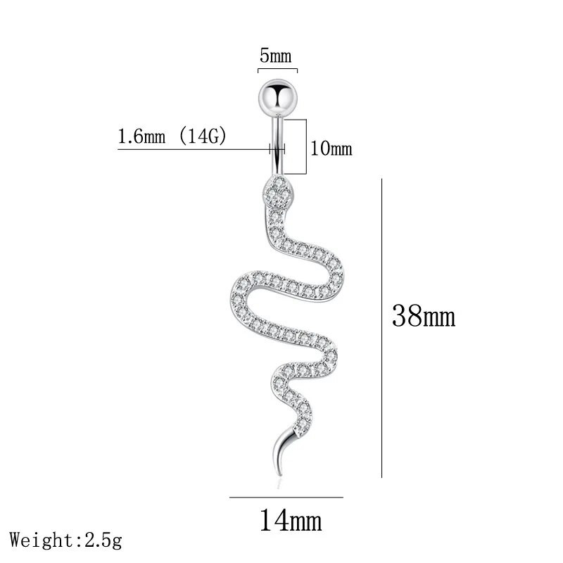 Seksīgi čūskas nabas gredzeni sievietēm nerūsējošā tērauda sudraba krāsā cirkona nabas vēdera pīrsings ķermeņa rotaslietas bikini aksesuāri