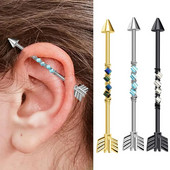 1 db hosszú nyíl ipari gyűrű női ipari súlyzó piercing fülbevaló rozsdamentes acél fülporc piercing testékszer